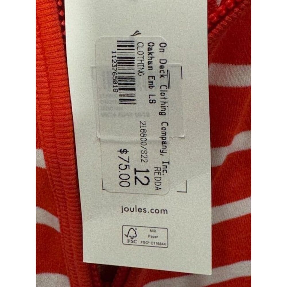 NWT Womens Joules Red & White Striped Zip-Up Hoodie w/Dachshund Embroidery - Picture 12 of 16